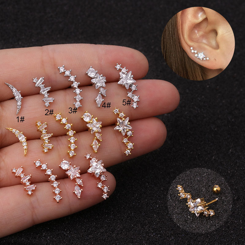 Ear Stainless Steel Zircon