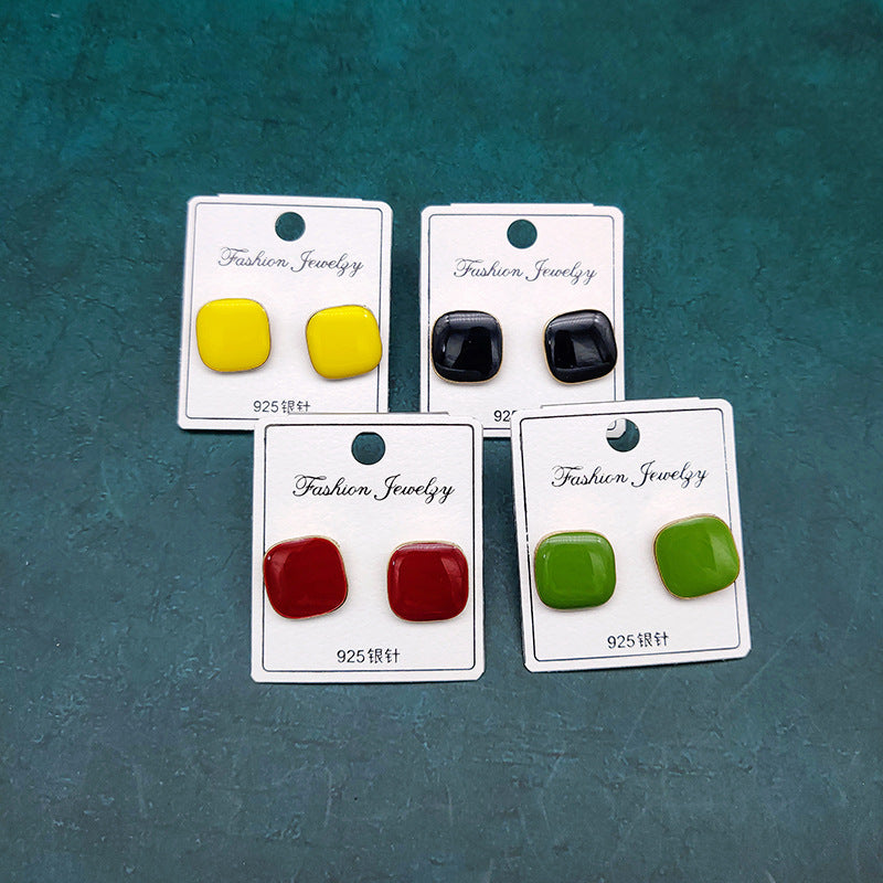 retro square arylic women's ear studs 1 pair