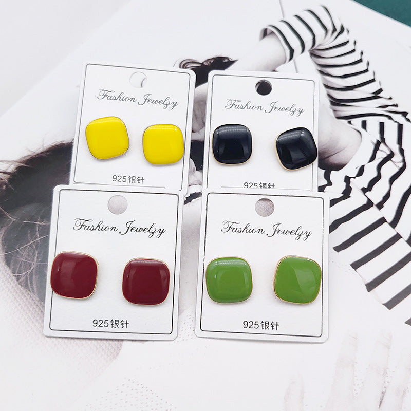 retro square arylic women's ear studs 1 pair