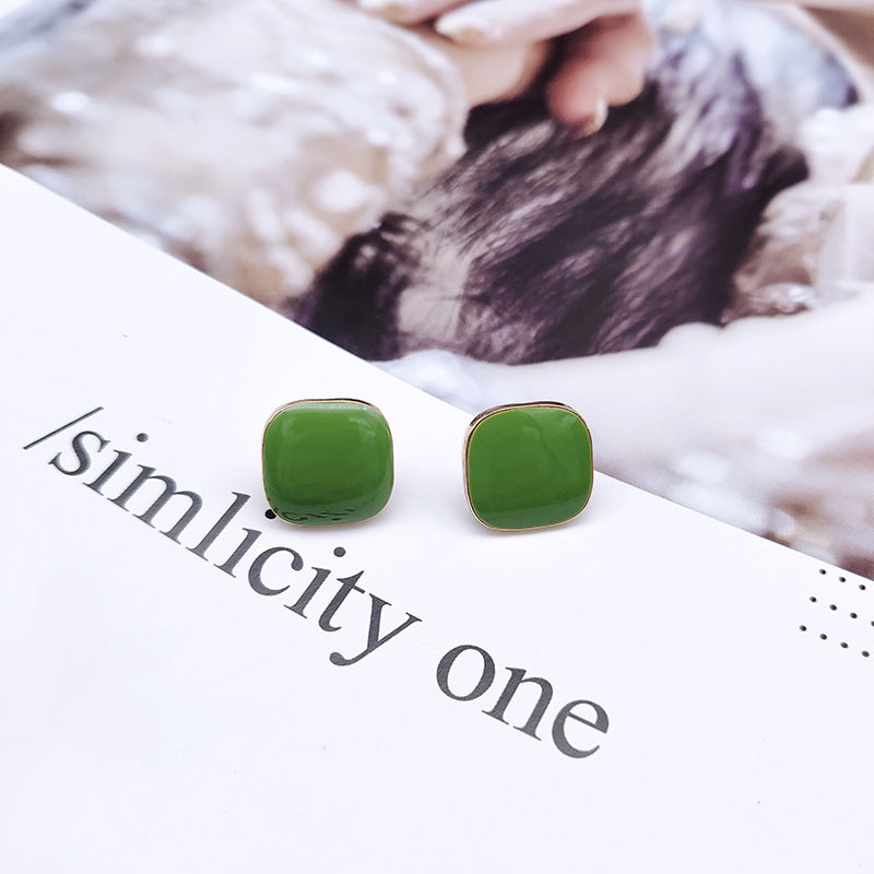 retro square arylic women's ear studs 1 pair