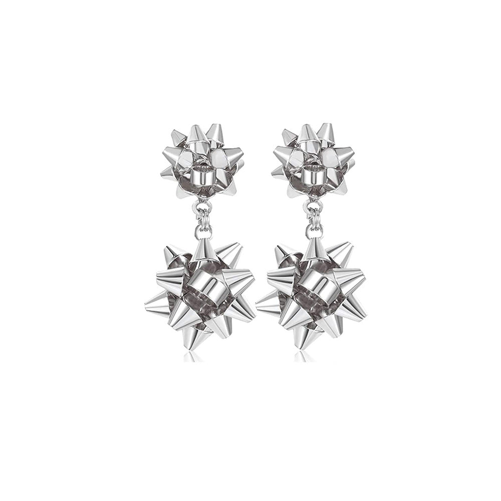 flower metal plating drop earrings