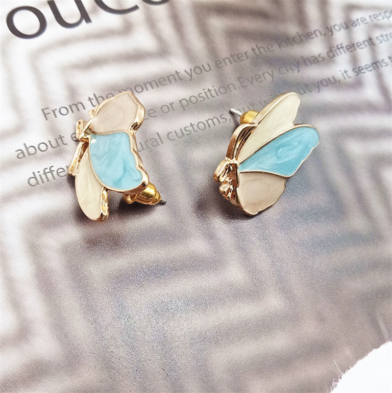 sweet butterfly alloy enamel ear studs