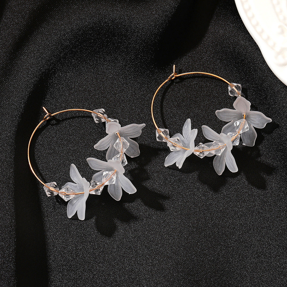 Flower Alloy No Inlaid Drop Earrings