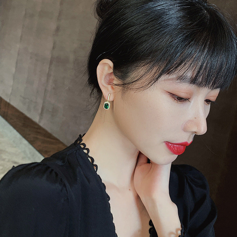 geometric alloy rhinestone earrings