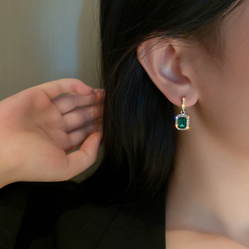 Geometric Plating Alloy Artificial Gemstones Drop Earrings