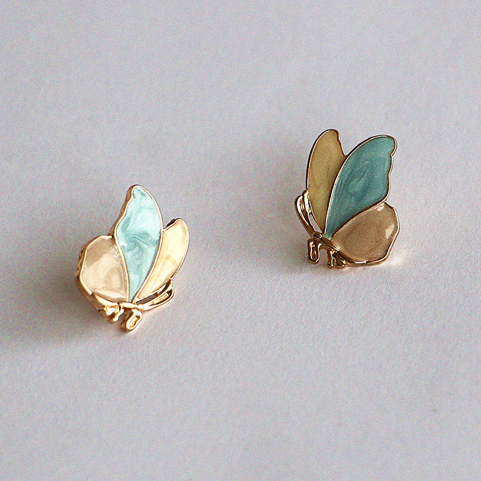 sweet butterfly alloy enamel ear studs