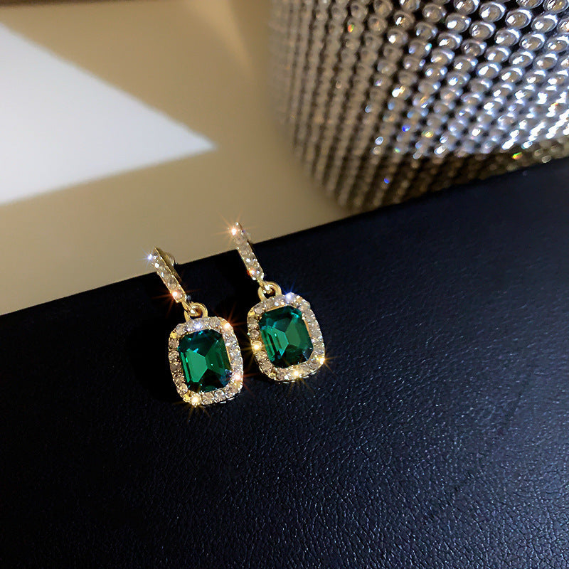 Geometric Plating Alloy Artificial Gemstones Drop Earrings