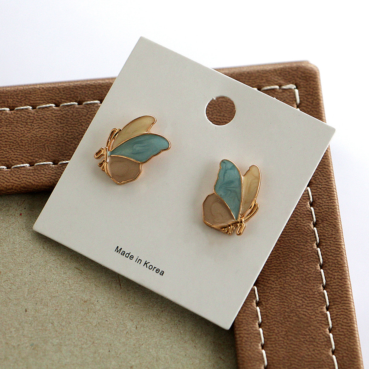 sweet butterfly alloy enamel ear studs