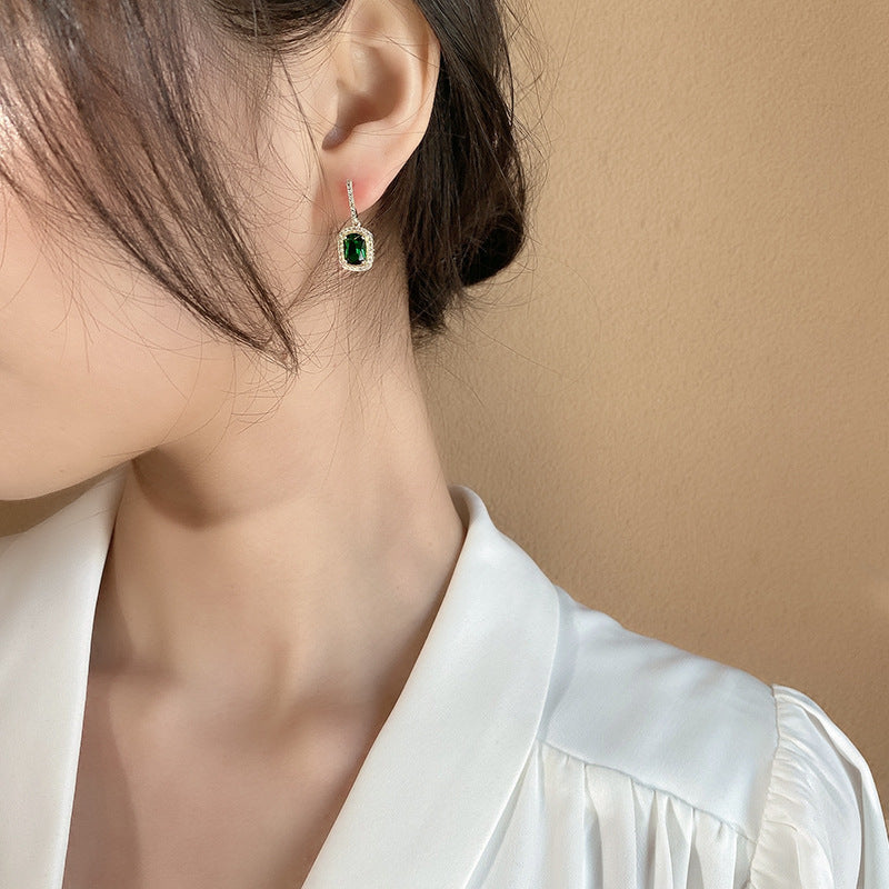 Geometric Plating Alloy Artificial Gemstones Drop Earrings