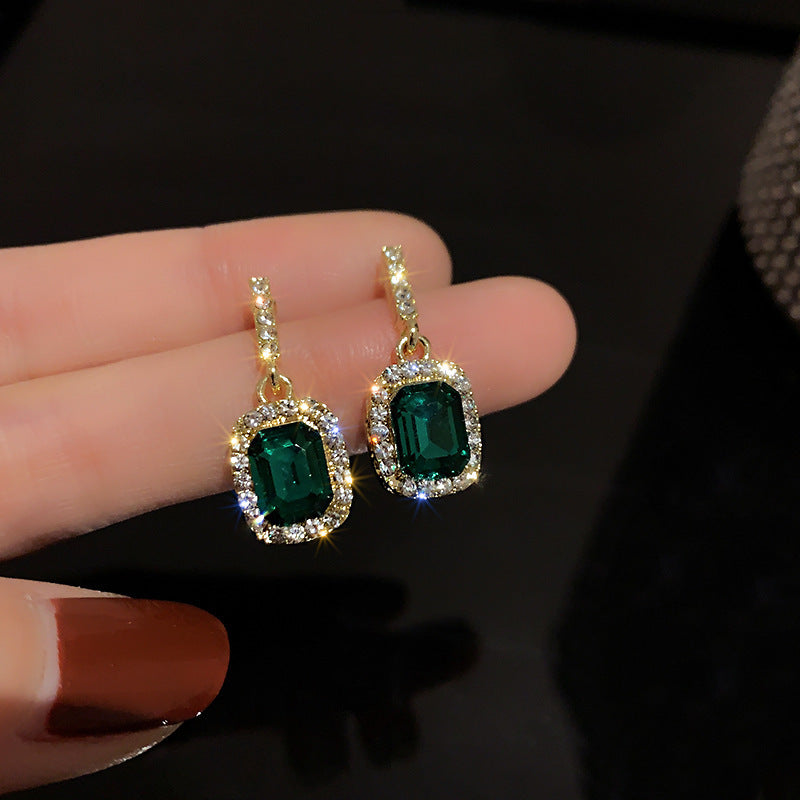 Geometric Plating Alloy Artificial Gemstones Drop Earrings