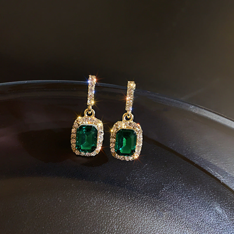 Geometric Plating Alloy Artificial Gemstones Drop Earrings
