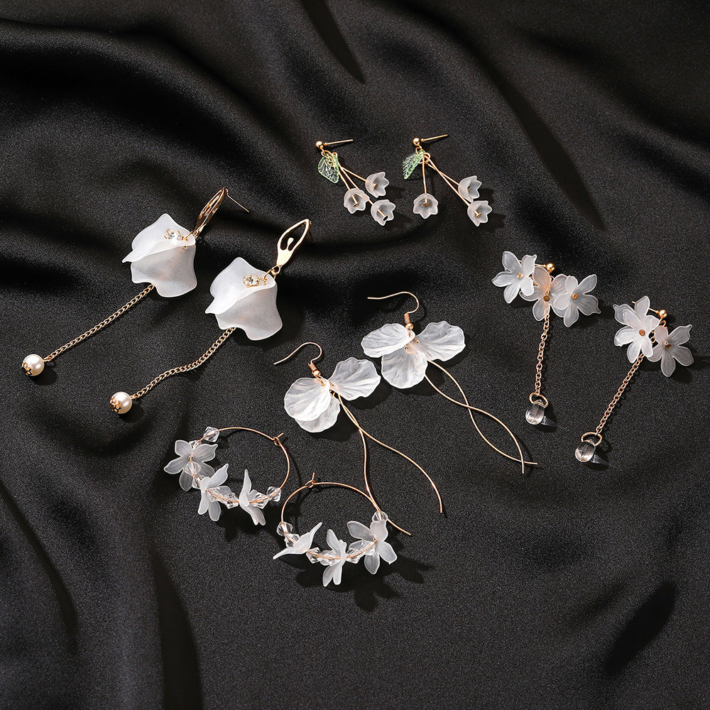 Flower Alloy No Inlaid Drop Earrings