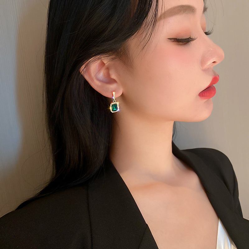 Geometric Plating Alloy Artificial Gemstones Drop Earrings