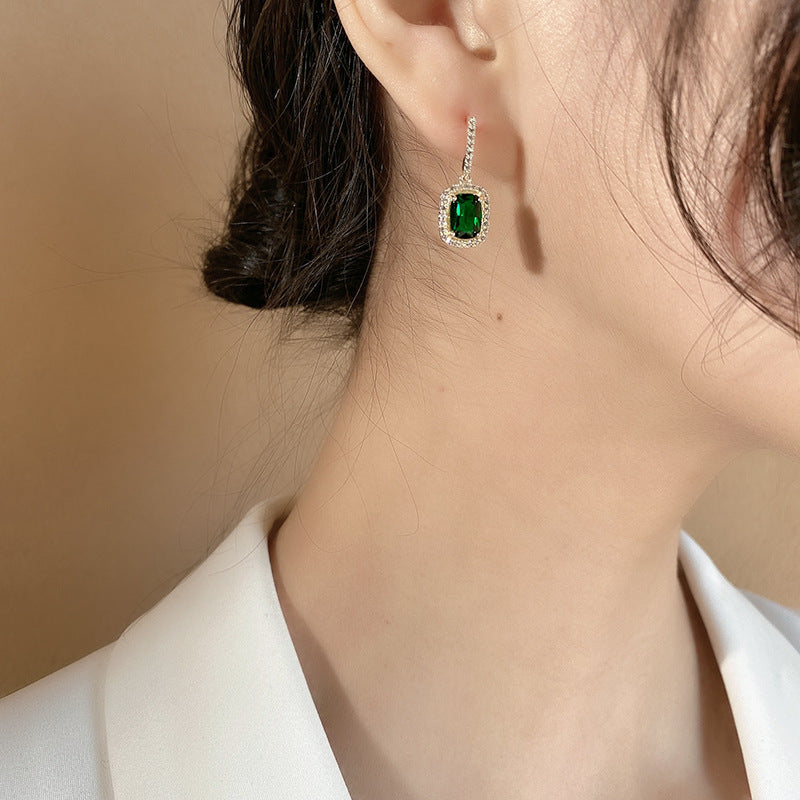 Geometric Plating Alloy Artificial Gemstones Drop Earrings