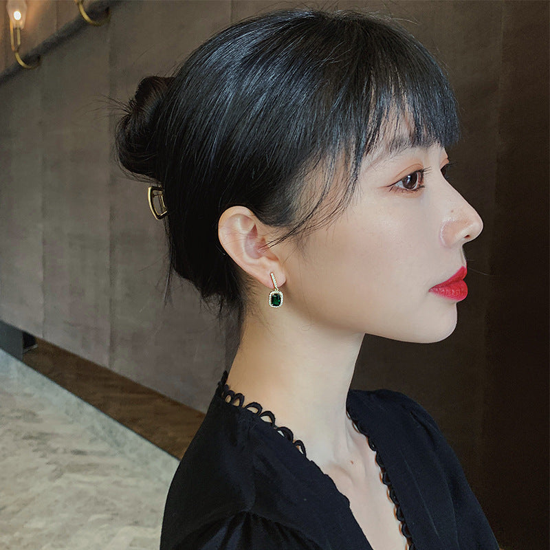 geometric alloy rhinestone earrings