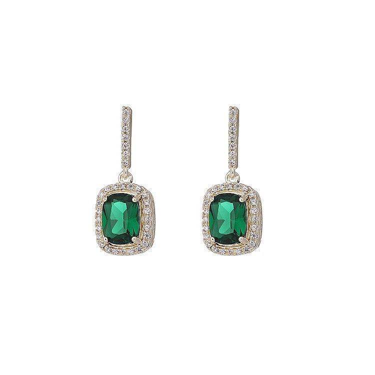 Geometric Plating Alloy Artificial Gemstones Drop Earrings