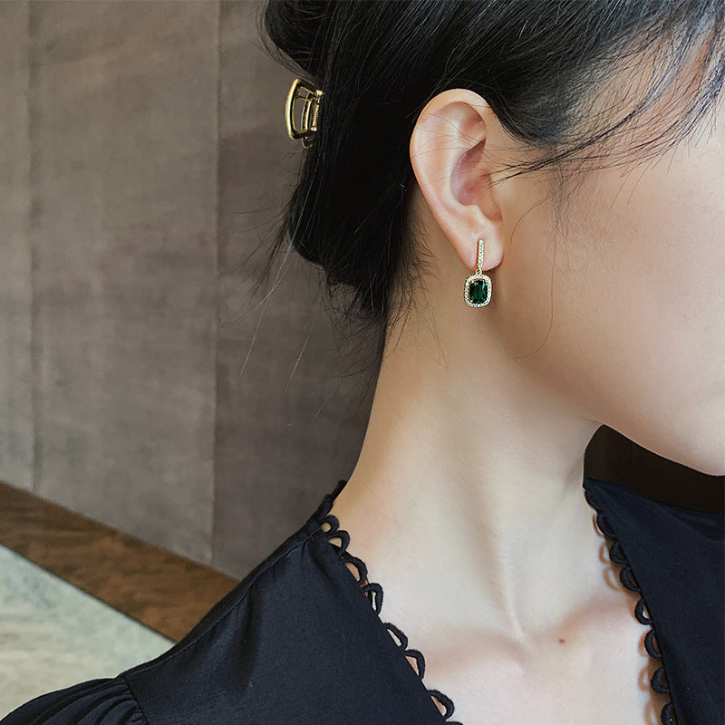 geometric alloy rhinestone earrings