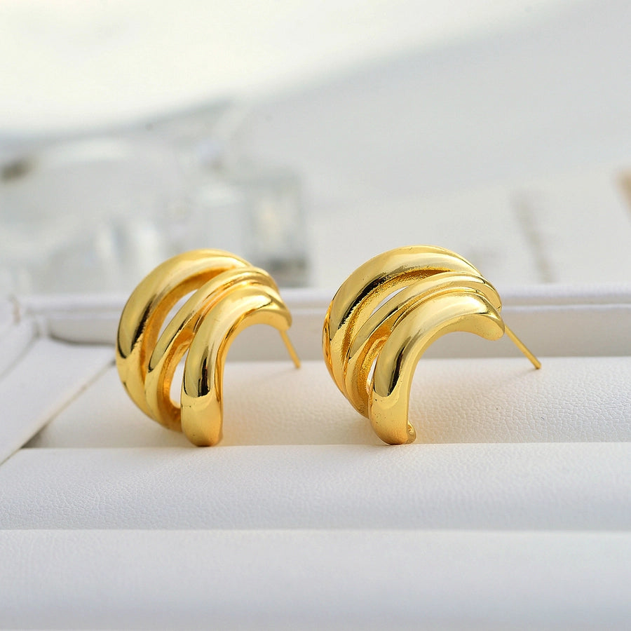 geometric copper ear studs