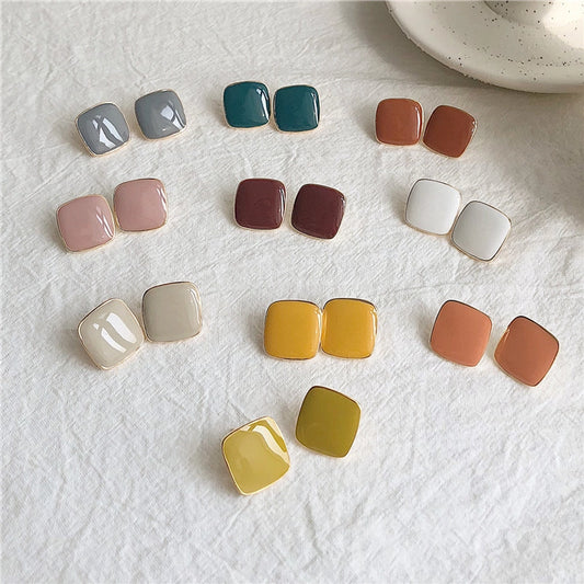 retro square arylic women's ear studs 1 pair