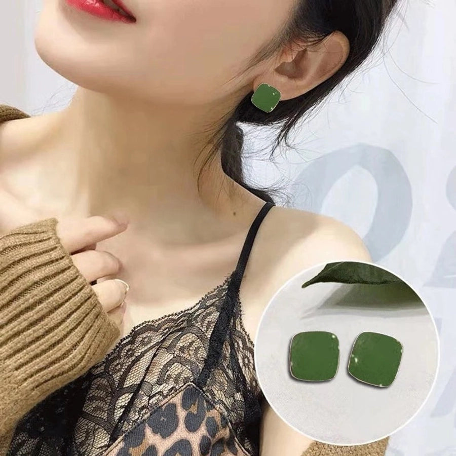retro square arylic women's ear studs 1 pair