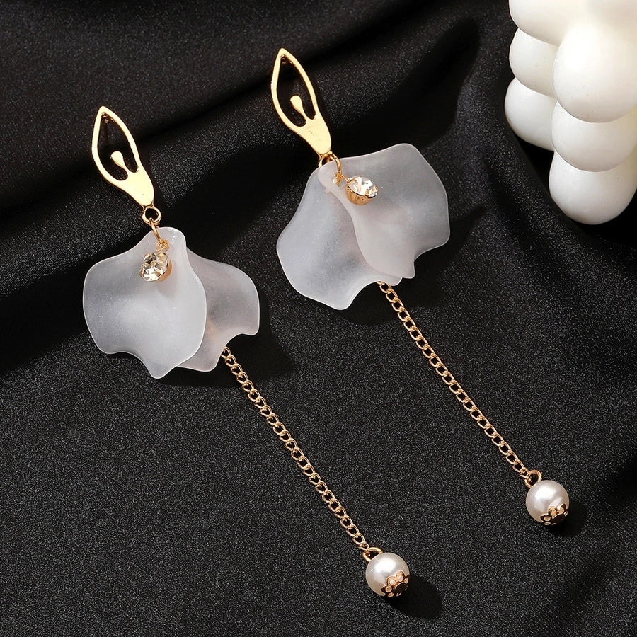 Flower Alloy No Inlaid Drop Earrings