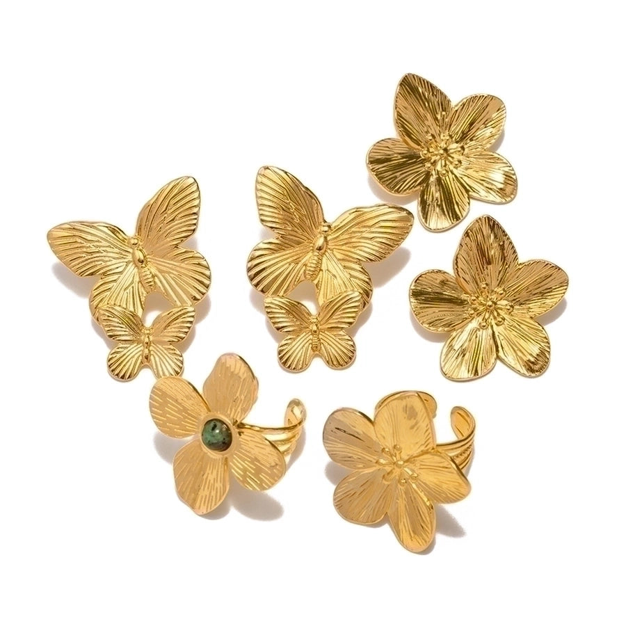 Butterfly Stainless Steel Turquoise Rings Earrings