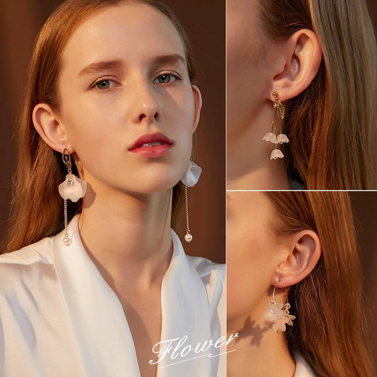 Flower Alloy No Inlaid Drop Earrings