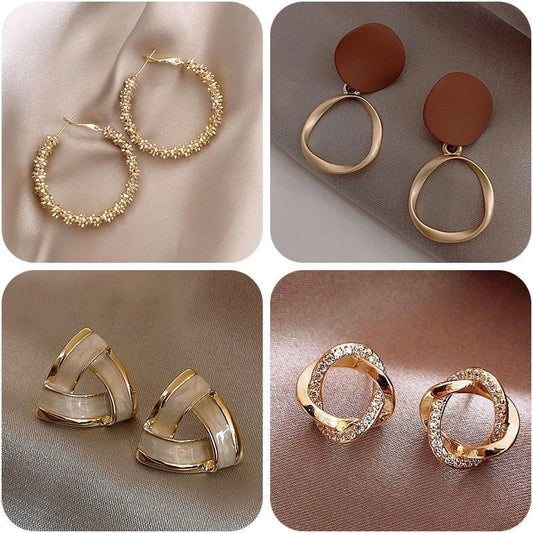 geometric pearls earrings