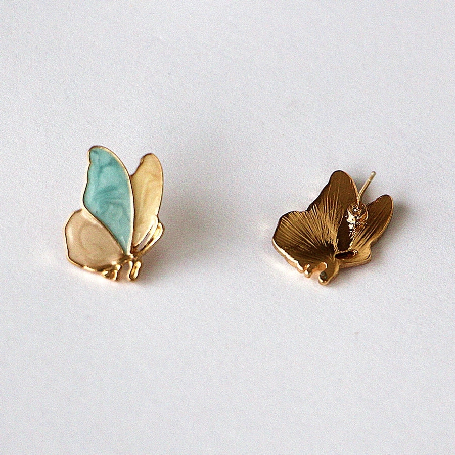 sweet butterfly alloy enamel ear studs