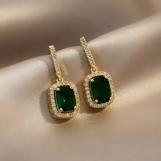 geometric alloy rhinestone earrings