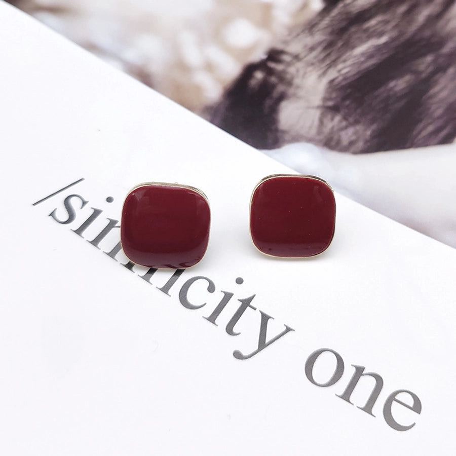 retro square arylic women's ear studs 1 pair