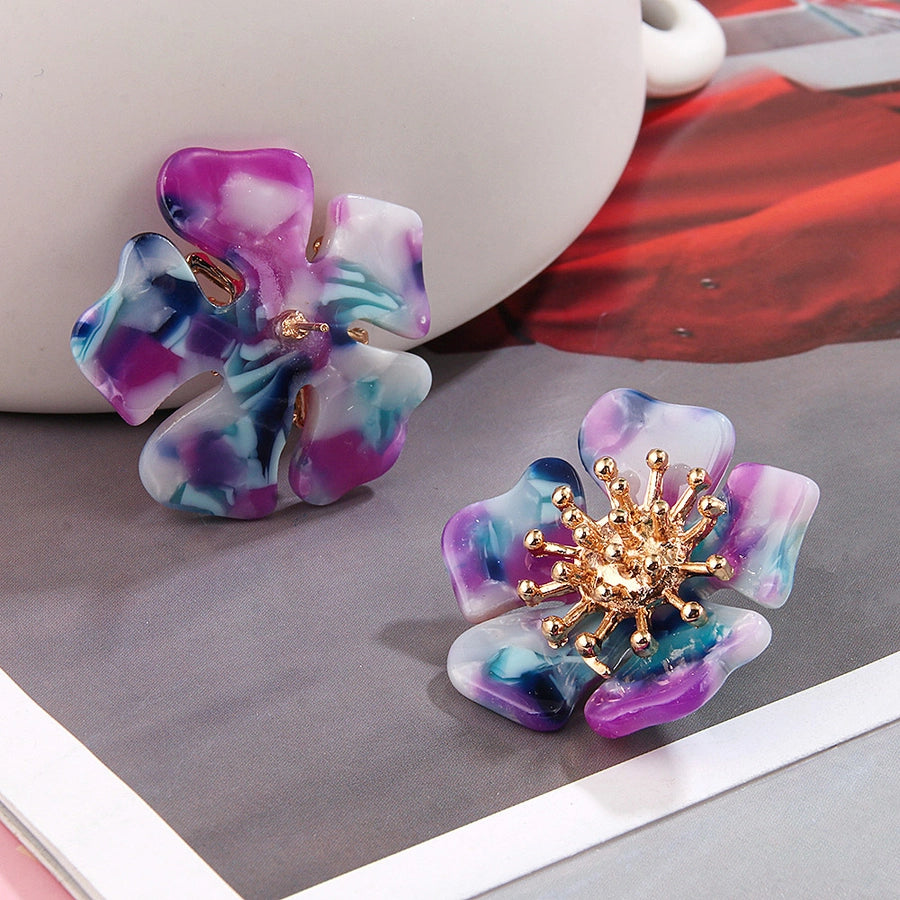 new acetate alloy exaggerated flower earrings