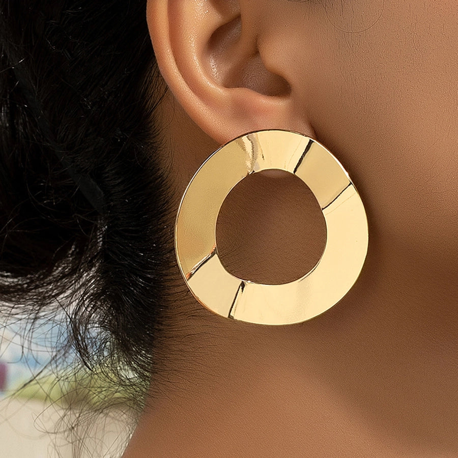 geometric alloy ear studs