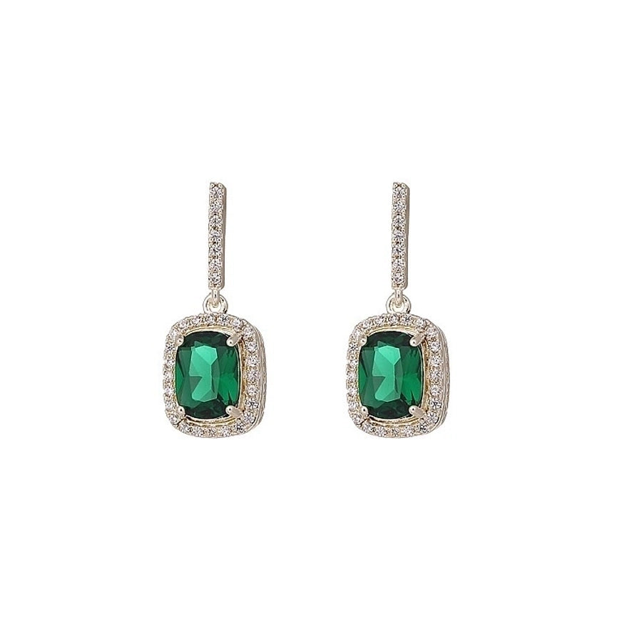 Geometric Plating Alloy Artificial Gemstones Drop Earrings