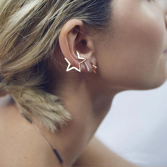 Retro Geometric Plating Alloy No Inlaid Clip Earrings