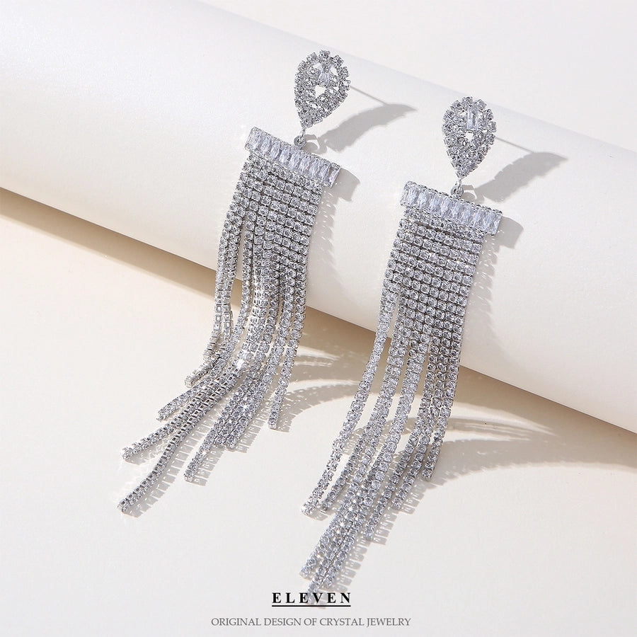tassel zircon earrings
