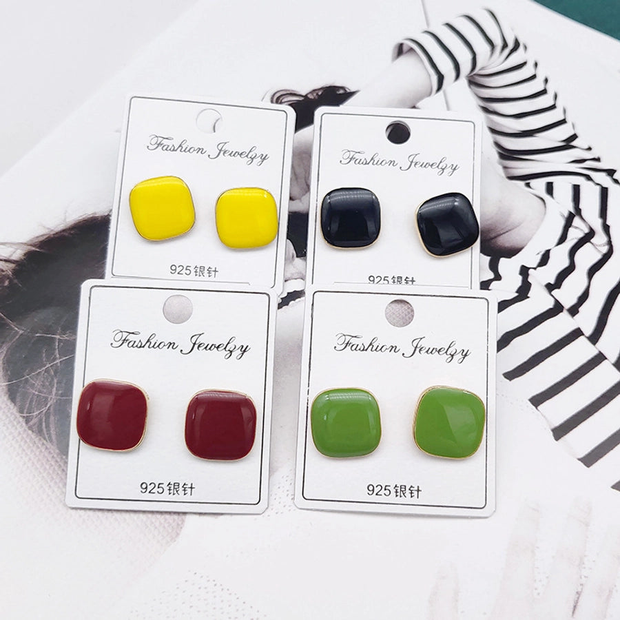 retro square arylic women's ear studs 1 pair