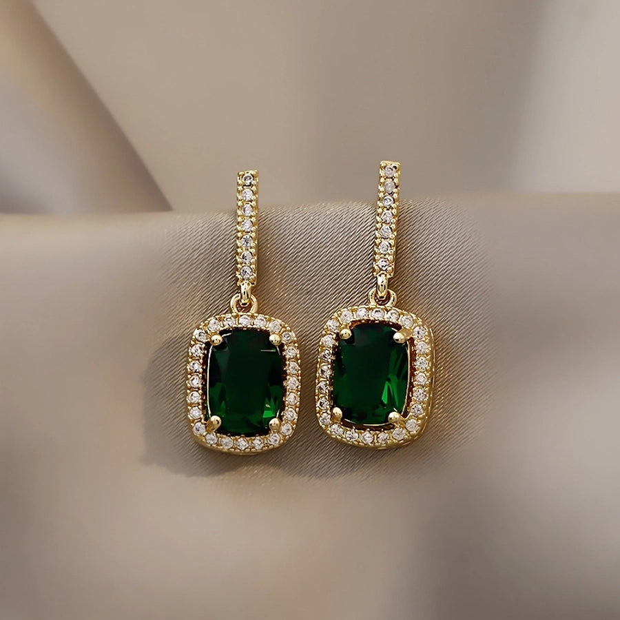 geometric alloy rhinestone earrings