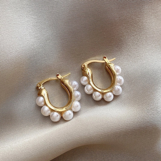 retro u shape imitation pearl