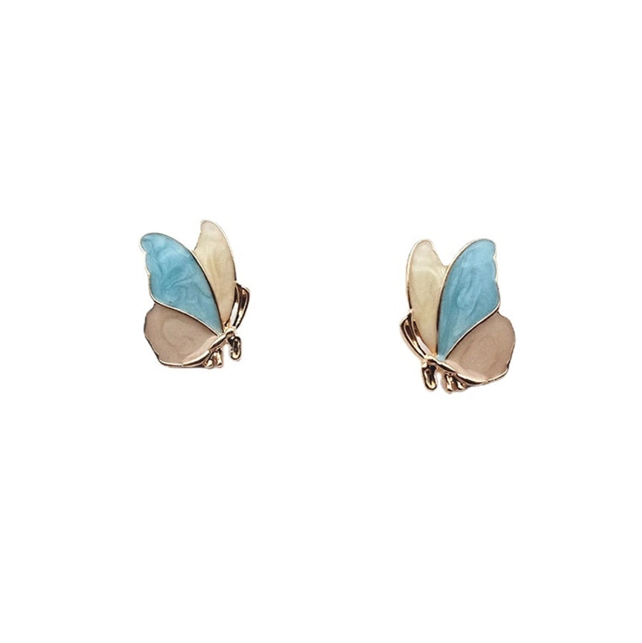 sweet butterfly alloy enamel ear studs