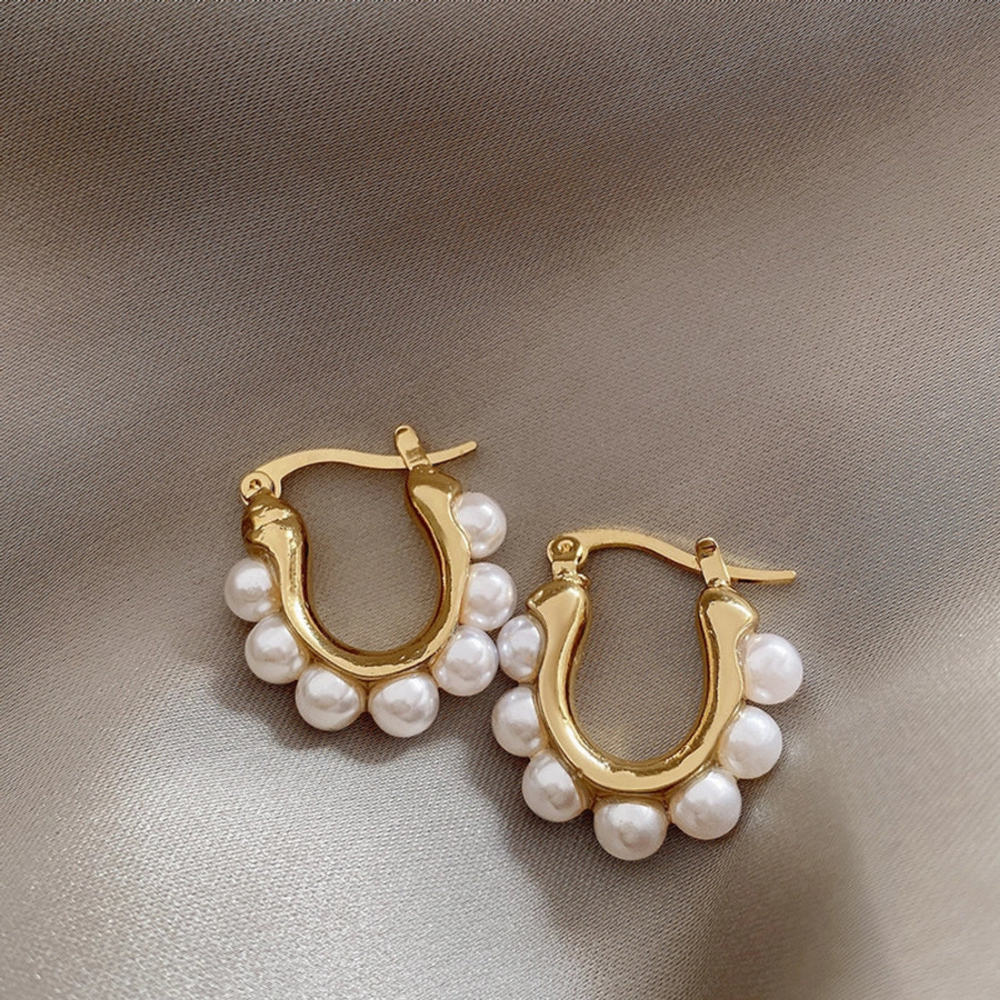 retro u shape imitation pearl