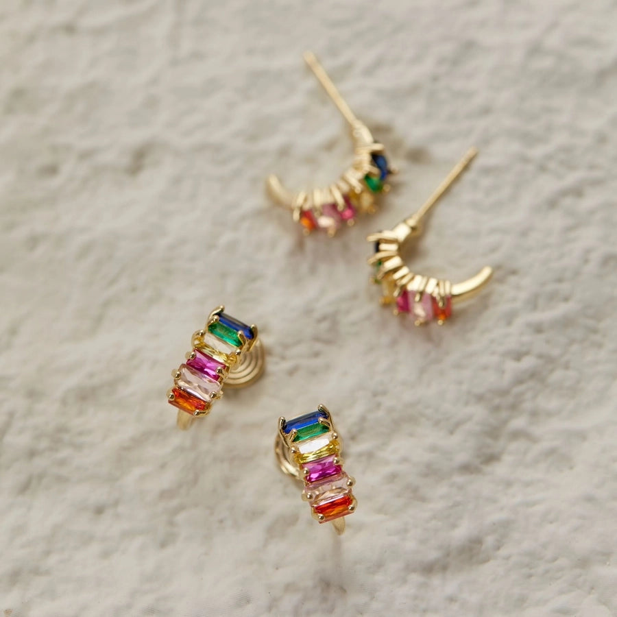 Rainbow zircon chapa de oro
