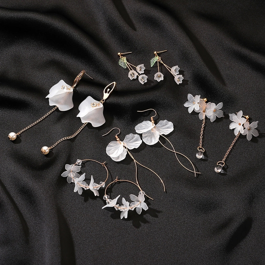 Flower Alloy No Inlaid Drop Earrings