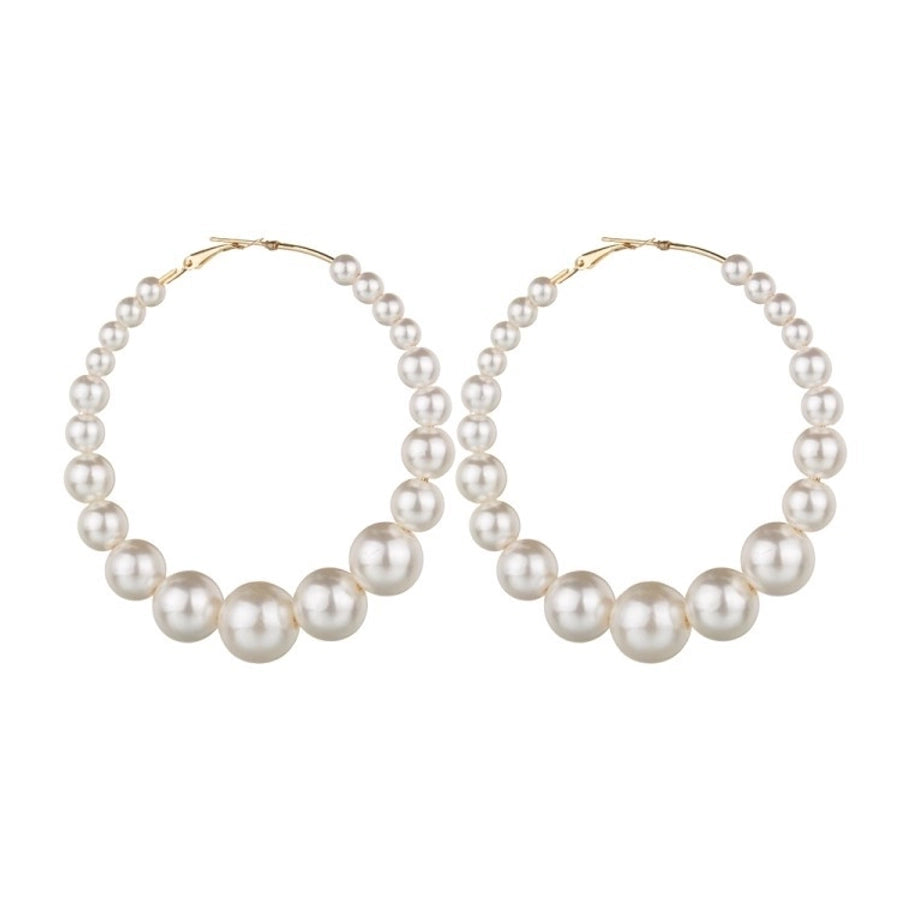 retro oversized artificial pearl big ear hoop
