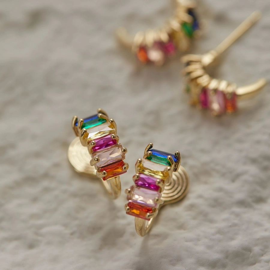 Rainbow zircon chapa de oro