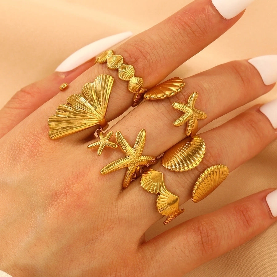 Shell Stainless Steel Open Rings
