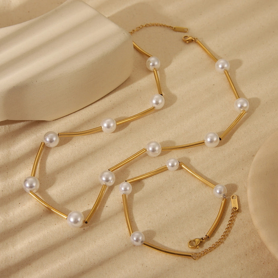 Pearl Stainless Steel Bracelets Necklace