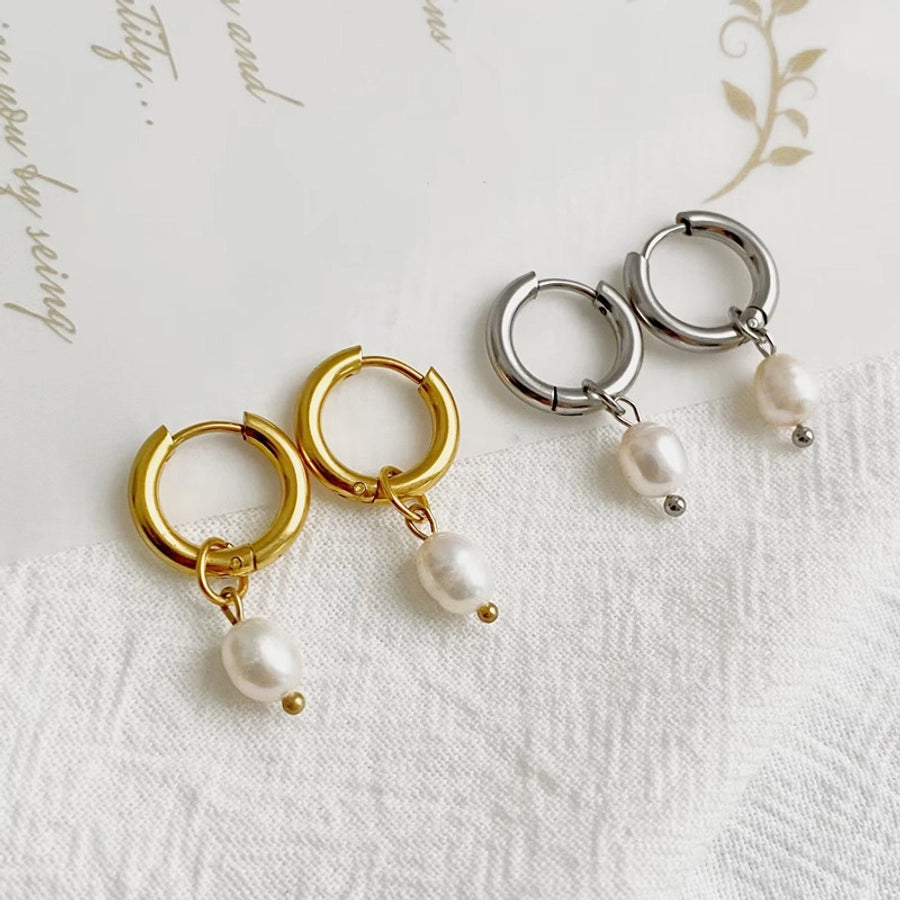 titanium steel drop earrings
