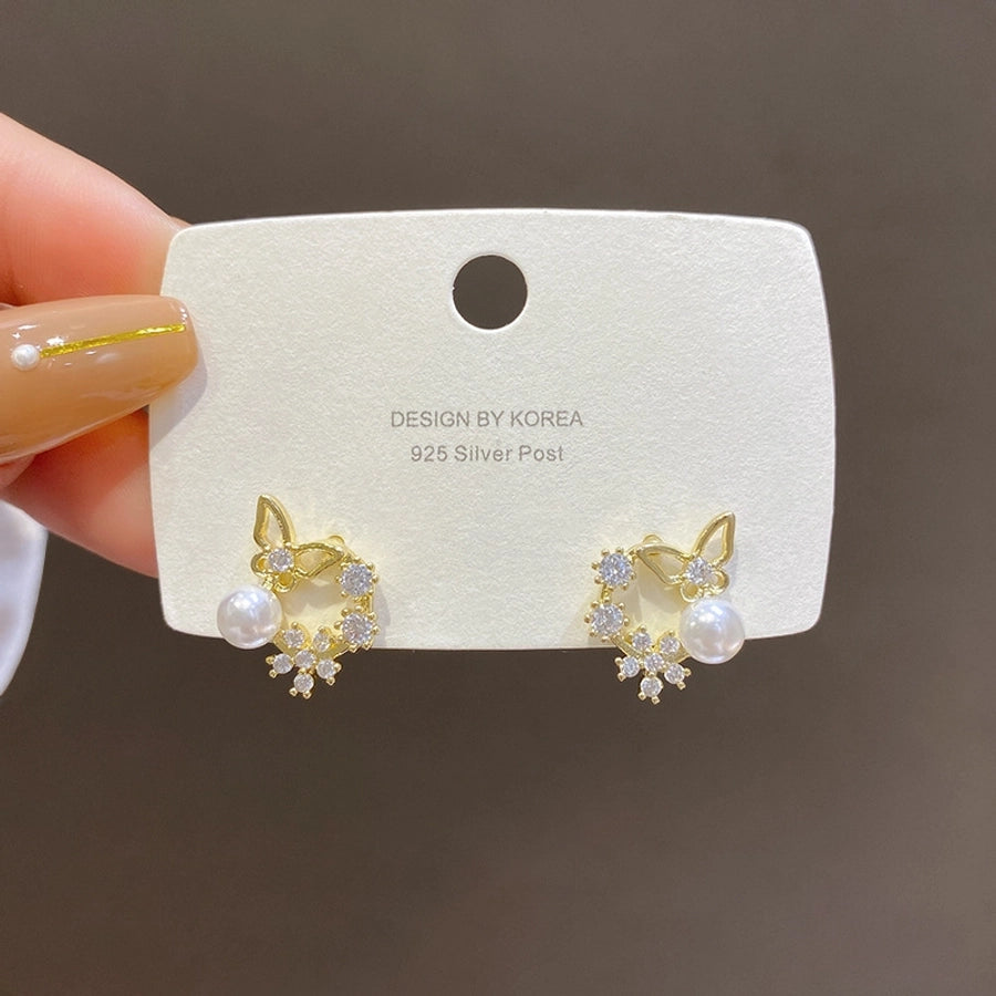 luxurious geometric pearl earrings