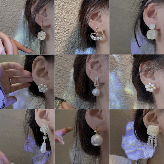 luxurious geometric pearl earrings